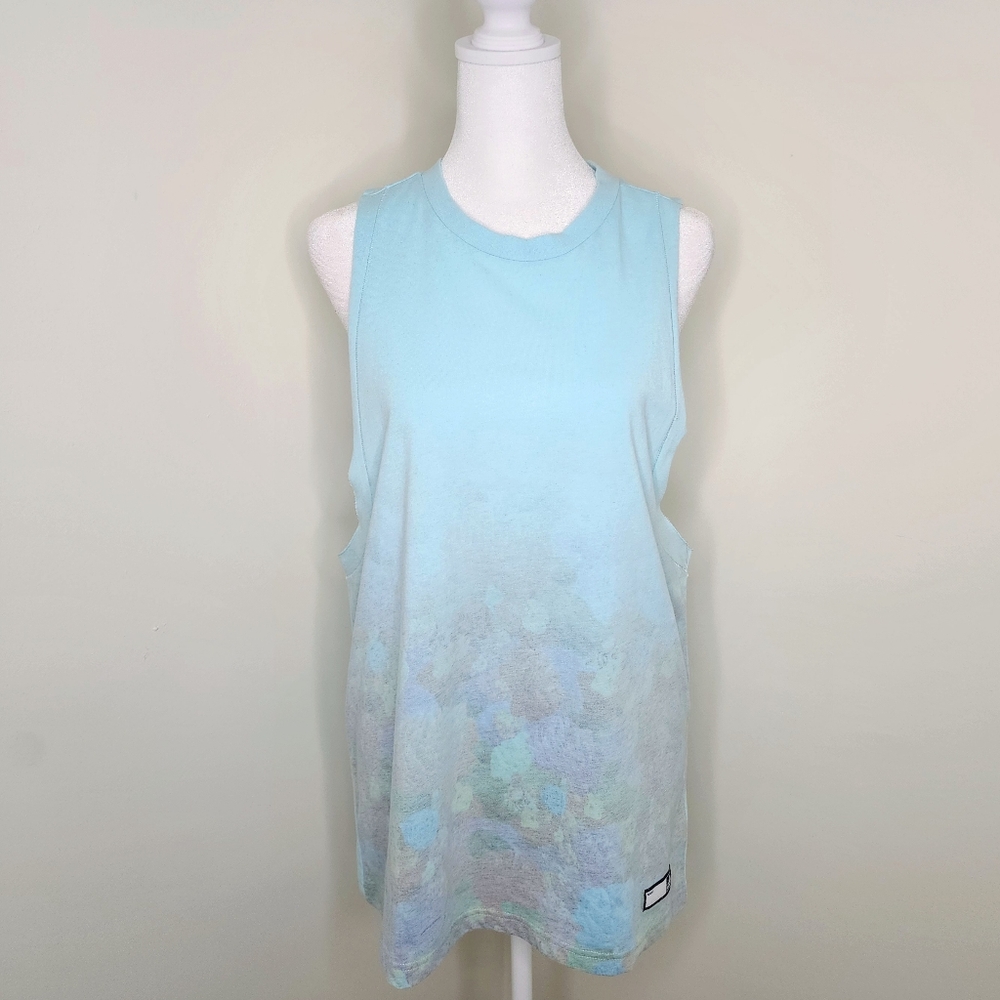 Womens Adidas Climalite Sky Floral Detail Circle Cut Out Back Muscle Gym Tank